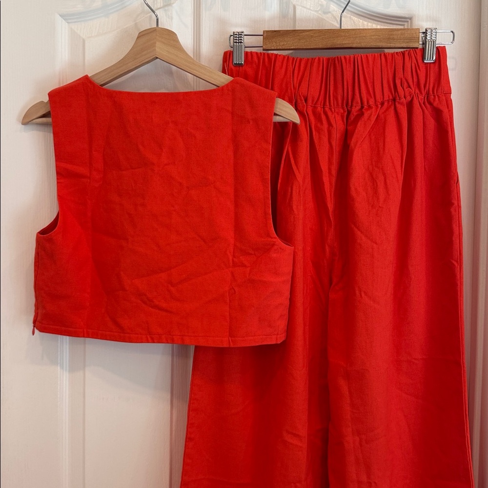 Kourt Sabal set NWT Square neck boxy top and pants linen blend - Picture 14 of 15
